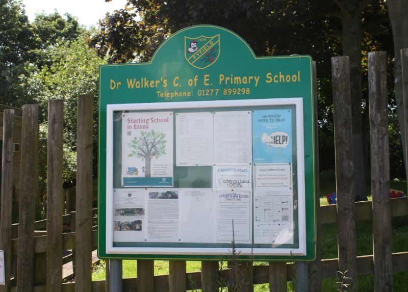 Noticeboard outside Dr Walkers Primary School